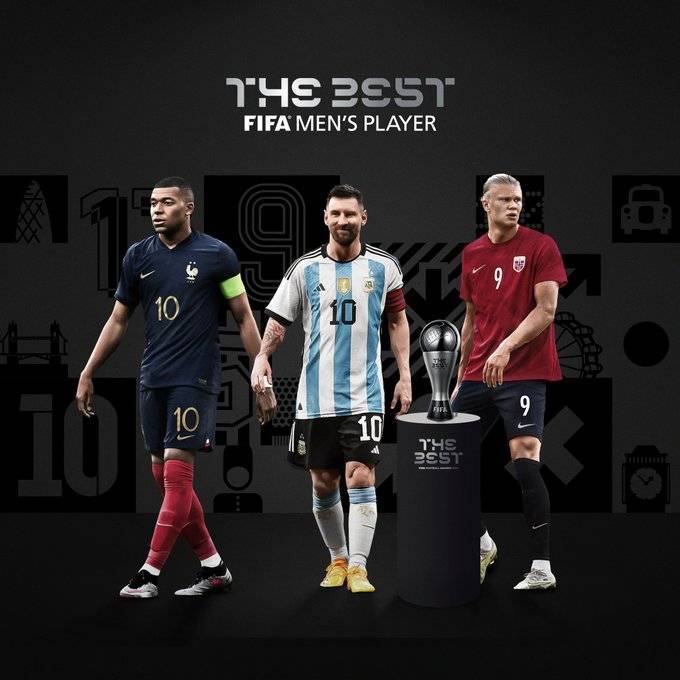 FIFA年度最佳球员3人候选：姆巴佩、梅西、哈兰德